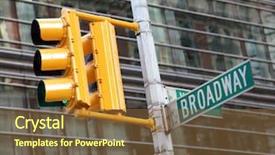  Presentation with light sign - PPT layouts with traffic light and broadway sign background and a tawny brown colored foreground