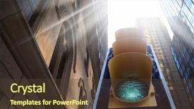  Presentation with green traffic light - Presentation theme having traffic light and green background and a tawny brown colored foreground