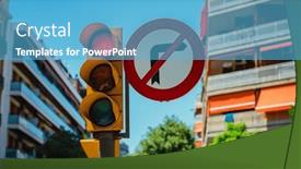  Presentation with light sign - PPT theme with traffic-light-and-road-sign and a light blue colored foreground