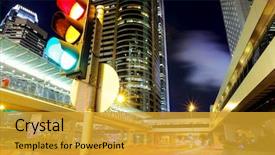  Presentation with traffic light - Colorful slide deck enhanced with traffic light in the city backdrop and a gold colored foreground