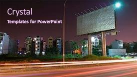  Presentation with traffic light - Slide set having traffic-light-trails-below-billboard background and a wine colored foreground