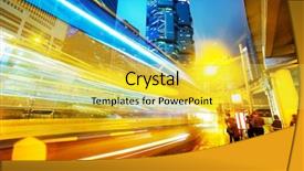  Presentation with traffic light - Beautiful presentation theme featuring traffic light trails of modern backdrop and a yellow colored foreground