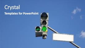  Presentation with green traffic light - PPT theme consisting of traffic light with green sign background and a teal colored foreground