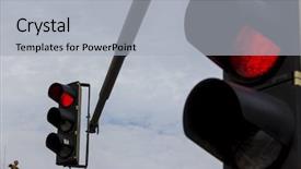  Presentation with traffic light - Presentation design with traffic light with red light background and a light gray colored foreground