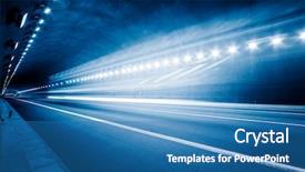  Presentation with blue lights - PPT layouts having moving background road - traffic lights at tunnel blue background and a teal colored foreground