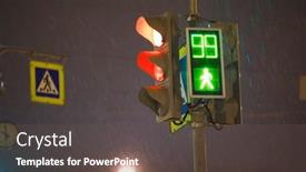  Presentation with green traffic light - Presentation design consisting of traffic-lights-pedestrian-green-light background and a dark gray colored foreground