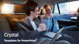  Presentation with car business - Cool new PPT theme with traffic management - business trip- talking on mobile backdrop and a ocean colored foreground