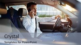  Presentation with mobile phone on car - Amazing theme having traffic management - businessman using mobile phone backdrop and a  colored foreground