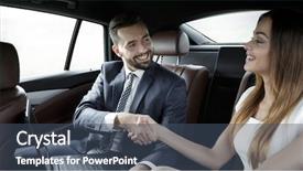  Presentation with car seat - Cool new presentation theme with traffic management - handshake of business people backdrop and a ocean colored foreground