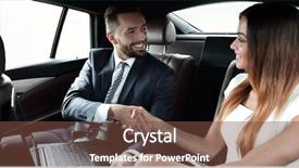  Presentation with car seat - Colorful slide deck enhanced with traffic management - handshake of business people backdrop and a tawny brown colored foreground