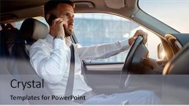  Presentation with success - Theme enhanced with traffic management - success businessman using mobile phone background and a  colored foreground