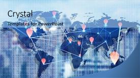  Presentation with social - Beautiful PPT theme featuring traffic management - world map with social network backdrop and a light blue colored foreground