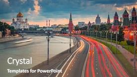  Presentation with traffic - Amazing PPT theme having traffic near kremlin in moscow backdrop and a violet colored foreground