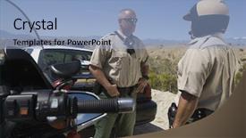  Presentation with traffic police - Colorful PPT layouts enhanced with traffic officers having conversation backdrop and a light blue colored foreground