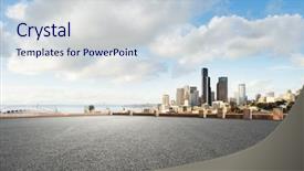  Presentation with seattle - PPT layouts with traffic on city road through modern buildings in seattle background and a lemonade colored foreground