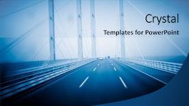  Presentation with qingdao - Colorful PPT theme enhanced with traffic on haiwan bridge qingdao backdrop and a light blue colored foreground