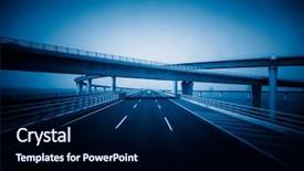  Presentation with qingdao - Presentation theme having traffic on haiwan bridge qingdao background and a navy blue colored foreground