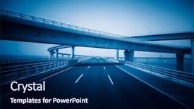  Presentation with qingdao - PPT layouts consisting of traffic on haiwan bridge qingdao background and a navy blue colored foreground