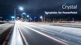  Presentation with traffic road - Colorful PPT theme enhanced with traffic-on-road-near-modern backdrop and a ocean colored foreground