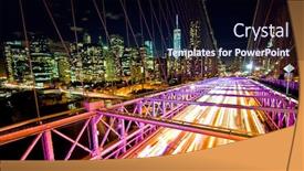  Presentation with brooklyn bridge - Audience pleasing theme consisting of traffic-on-the-brooklyn-bridge backdrop and a wine colored foreground