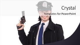  Presentation with police - Slides featuring traffic patrols - police officer isolated on white background and a white colored foreground