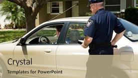  Presentation with traffic - Presentation theme with traffic stop - policeman pulling over a motorist background and a soft green colored foreground