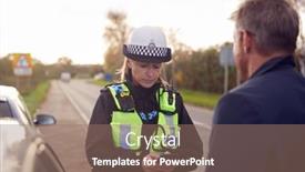 Presentation with traffic police - Audience pleasing theme consisting of traffic-police-officer-takes-witness backdrop and a coral colored foreground