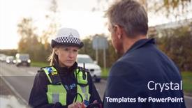  Presentation with traffic police - PPT layouts featuring traffic-police-officer-takes-witness background and a navy blue colored foreground