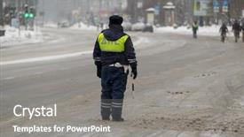  Presentation with traffic - Cool new presentation theme with traffic policeman on duty backdrop and a gray colored foreground