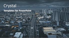  Presentation with transportation traffic - PPT theme with traffic-road-with-cars background and a ocean colored foreground