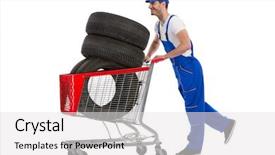  Presentation with mechanic - Presentation theme having traffic rool - happy young mechanic with full background and a white colored foreground