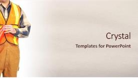  Presentation with road construction - PPT layouts consisting of traffic rool - road construction worker flagger background and a lemonade colored foreground