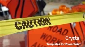  Presentation with caution - Cool new slides with traffic sign series caution tape backdrop and a crimson colored foreground