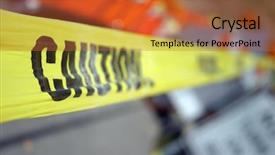  Presentation with caution - Slide set consisting of traffic sign series caution tape background and a red colored foreground