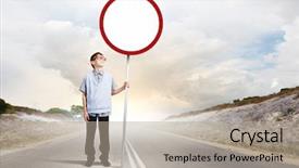  Presentation with traffic road - Presentation consisting of traffic signal - boy of school age background and a mint green colored foreground