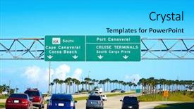  Presentation with florida beach - Presentation design featuring traffic signht - cape canaveral and cocoa beach background and a cyan colored foreground