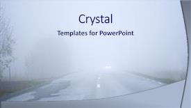  Presentation with traffic road - Slide set with traffic signht - car driving the fog road background and a sky blue colored foreground