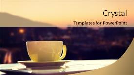  Presentation with hot and cold coffee cup - PPT theme featuring traffic signht - cup of coffee and tablet background and a  colored foreground