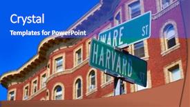  Presentation with harvard - PPT layouts featuring traffic signht - harvard street st in cambridge background and a cobalt blue colored foreground