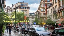  Presentation with brussels - Presentation theme having traffic signht - street in brussels background and a  colored foreground