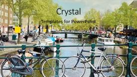  Presentation with bicycles - Cool new theme with traffic signht - two bicycles on the river backdrop and a yellow colored foreground