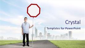  Presentation with school - Colorful slide set enhanced with traffic signs - boy of school age backdrop and a sky blue colored foreground