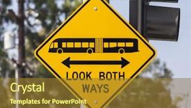 Presentation with tram - Cool new slide deck with traffic signs - look both ways bus backdrop and a tawny brown colored foreground