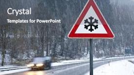  Presentation with street - Audience pleasing PPT theme consisting of traffic signs - photography of a snow street backdrop and a dark gray colored foreground