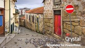  Presentation with scene - Presentation theme enhanced with traffic signs - vila nova de gaia portugal background and a violet colored foreground