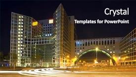  Presentation with roundabout - Presentation having traffic situation - architecture of modern corporate headquarters background and a black colored foreground