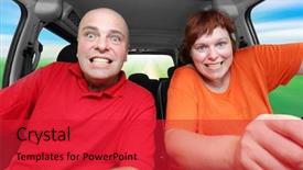  Presentation with traffic - Theme enhanced with traffic situation - funny picture of crazy family background and a red colored foreground