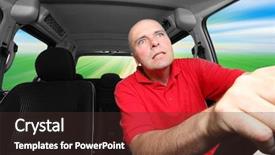  Presentation with driver - Amazing PPT layouts having traffic situation - male driver riding his car backdrop and a tawny brown colored foreground