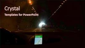  Presentation with map mobile device - Slide set consisting of traffic speed limits - driving in an tunnel via background and a wine colored foreground