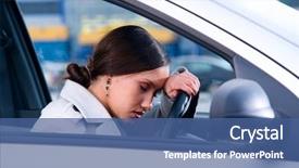  Presentation with sleeping - Beautiful presentation theme featuring traffic stop - beautiful woman is sleeping backdrop and a ocean colored foreground